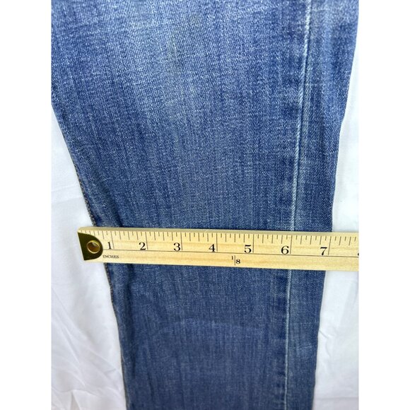 American Eagle Women's 10 Tall Distressed Skinny Kick Bootcut Jeans Blue Y2K - Picture 5 of 12